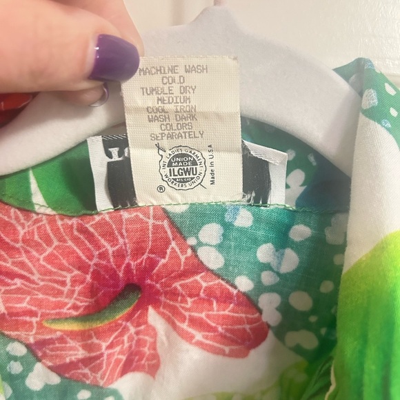 Vintage Toni Todd Gorgeous Tropical Print Button Down Blouse Size 10 - Picture 3 of 5
